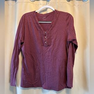 J. Jill Burgundy Tiered-Edge Pullover